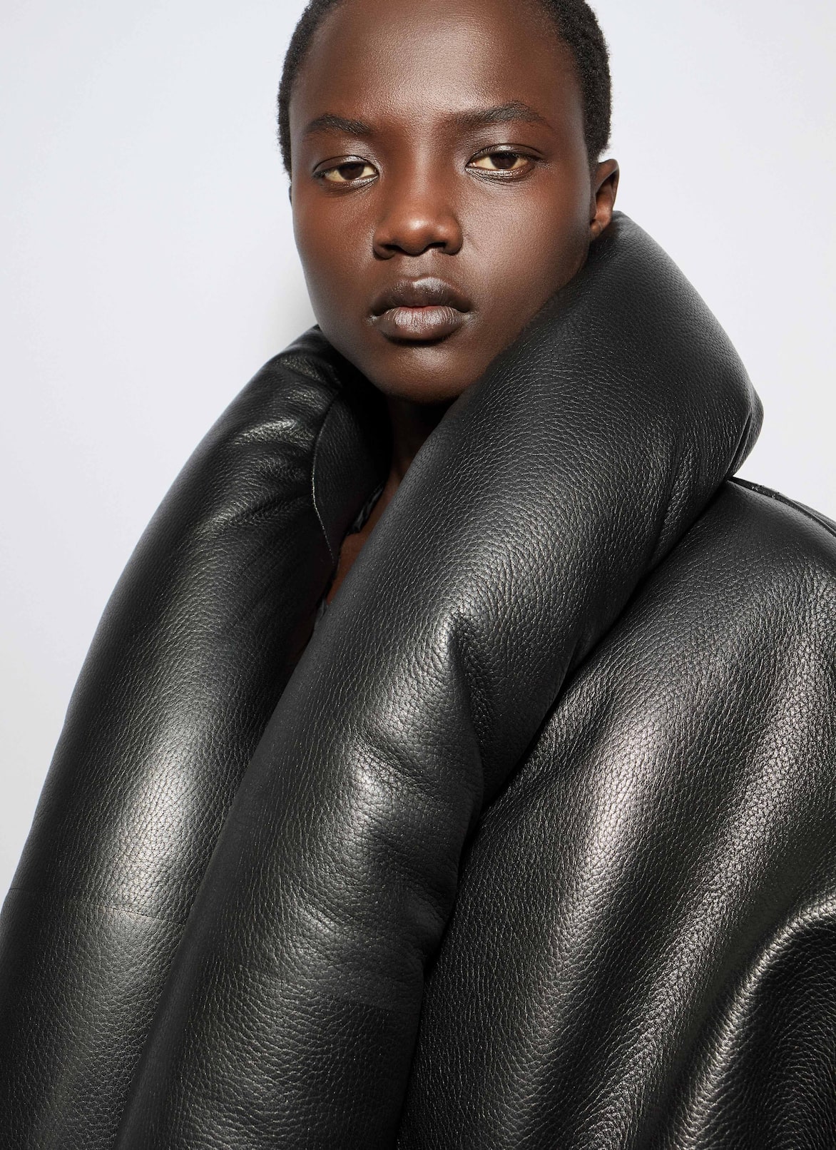 LAMBSKIN PADDED BOMBER ALAÏA BLACK LAMBSKIN PADDED BOMBER